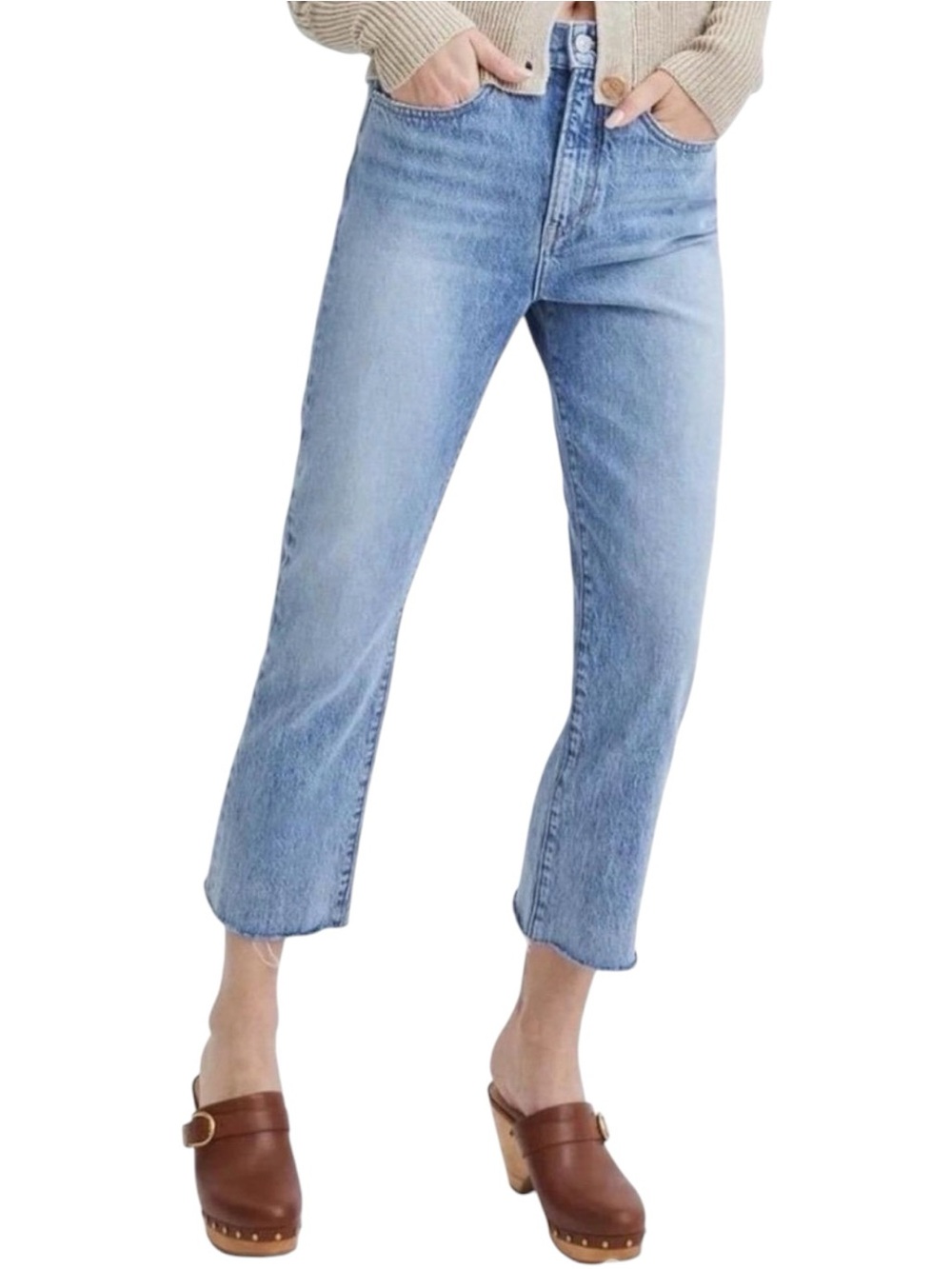 NEW Veronica Beard Carly Kick Flare Light Blue Wash High-Rise Crop Jeans